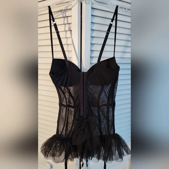 Victoria's Secret Black Rhinstone Bustier Corset Size 34C - Picture 6 of 8